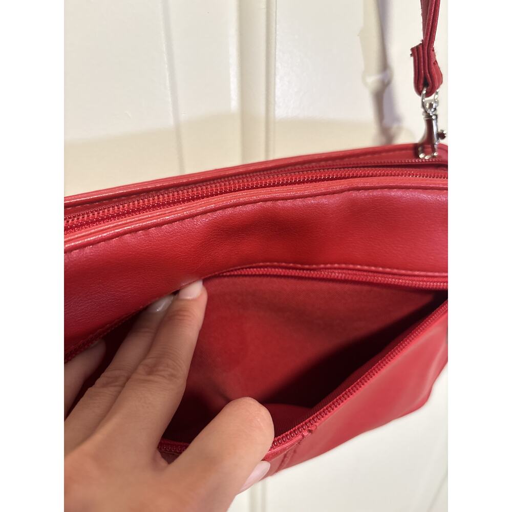 Vintage Laura Scott Red Leather Crossbody Shoulder Bag - Picture 8 of 10
